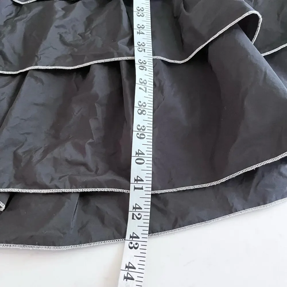 Zara Black Ruffle Tiered Long Sleeve Crewneck Midi Dress size L - Picture 6 of 6